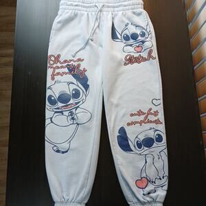 Disney Stitch Sweat Pants Kids size M (7/9) freshwater blue cotton polyester
